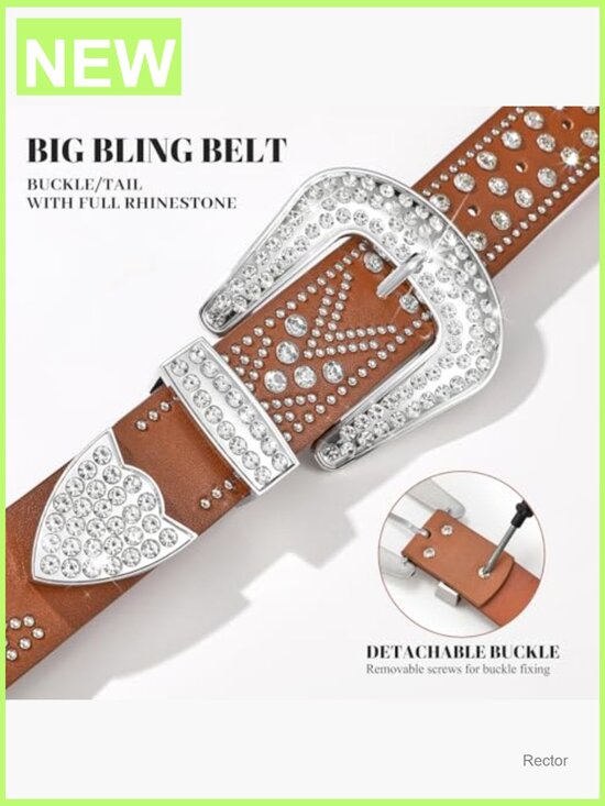 Western Cowboy Cowgirl Rhinestone Studded Belt for Jeans Pants Unisex Plus Size